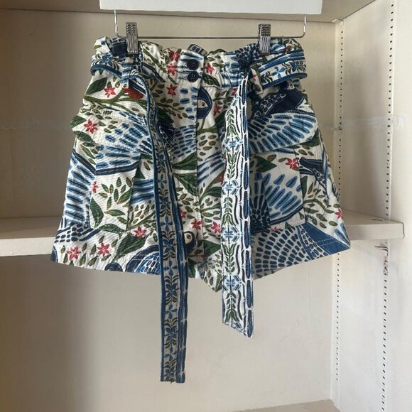 Farm Rio Off-White Macaw Flight Shorts Wide-Leg (XS) - Picture 6 of 7